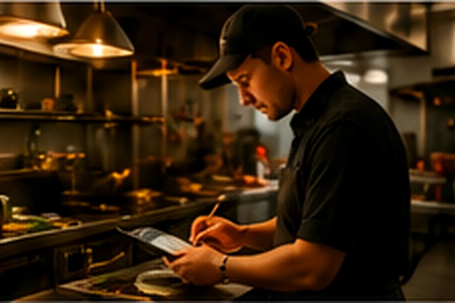 Membre de l'équipe de cuisine travaillant pendant le service